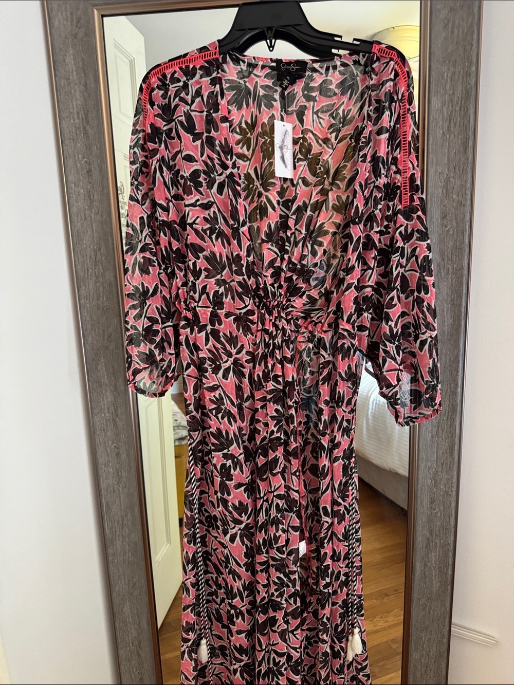 Floral Pink and Black Jessica Simpson Duster Size XL